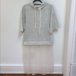 Hoodie with attached tulle skirt
